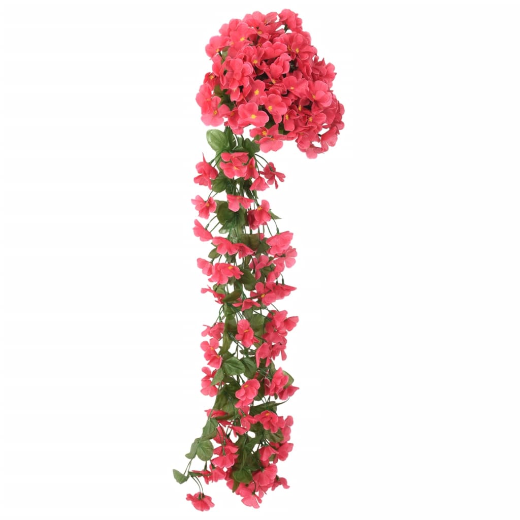 vidaXL Umelé kvetinové girlandy 3 ks ružovočervené 85 cm