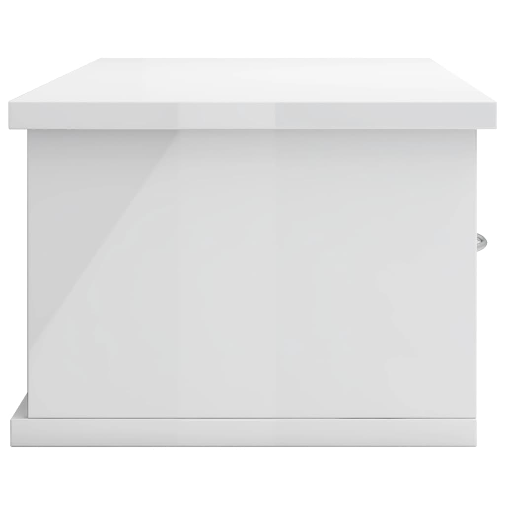 vidaXL Nástenná polica so zásuvkami, lesklá biela 60x26x18,5 cm