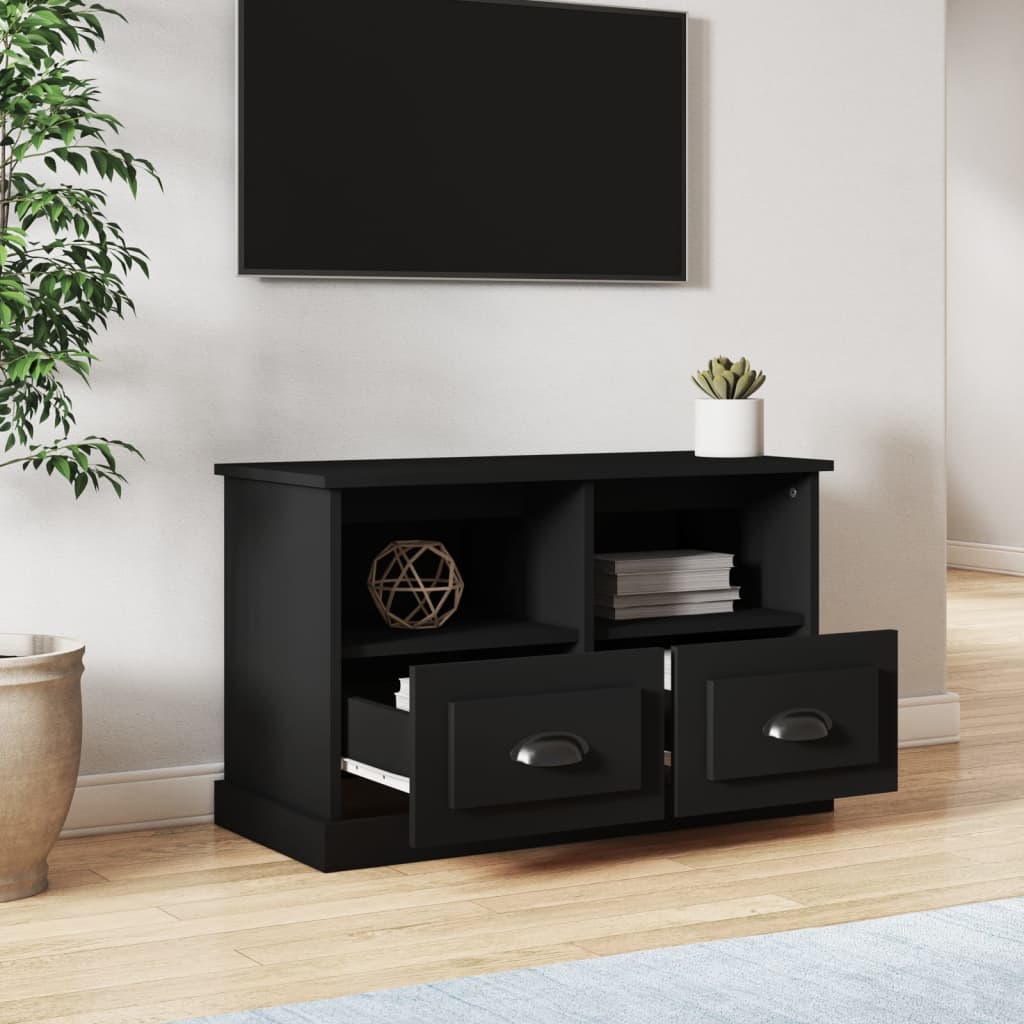 vidaXL TV skrinka čierna 80x35x50 cm spracované drevo