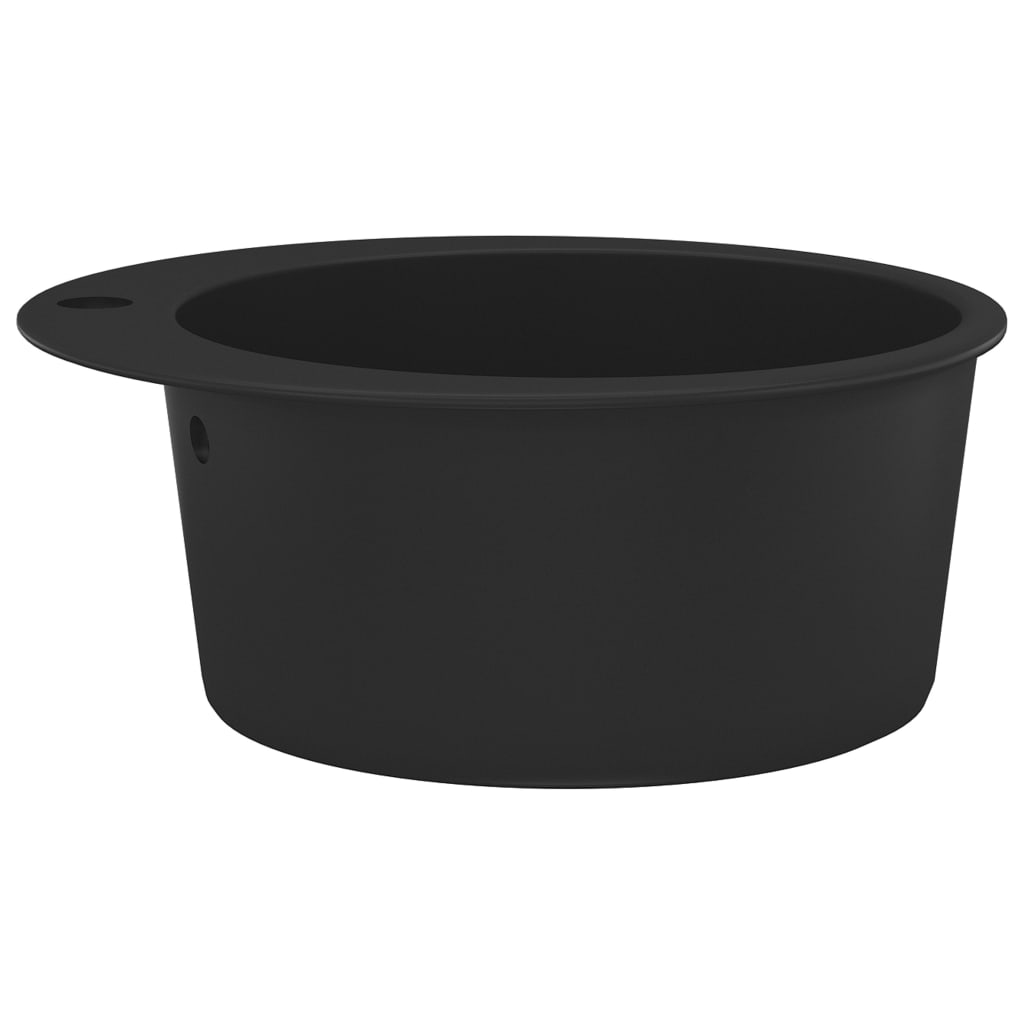vidaXL Granitový kuchynský drez s jednou vaničkou, okrúhly, čierny