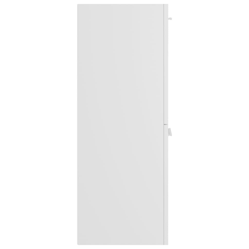 vidaXL Skrinka do kúpeľne vysokolesklá biela 30x30x80 cm drevotrieska