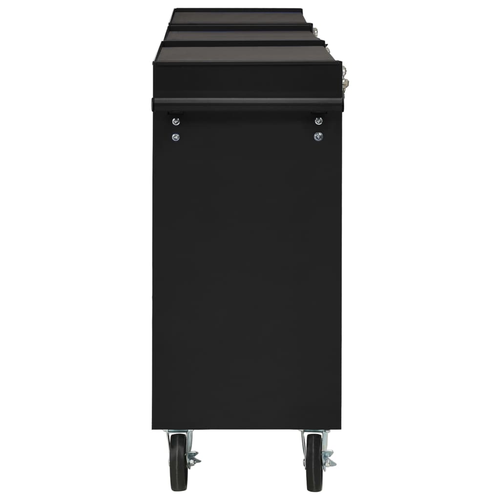 vidaXL Dielenský vozík s 15 zásuvkami čierny oceľový