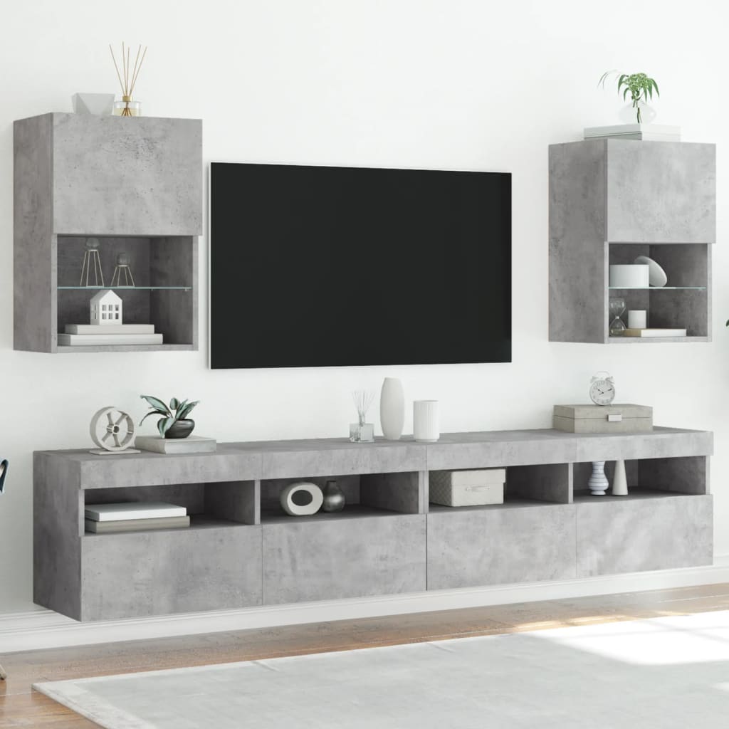 vidaXL TV skrinky s LED svetlami 2 ks betónovo sivé 40,5x30x60 cm