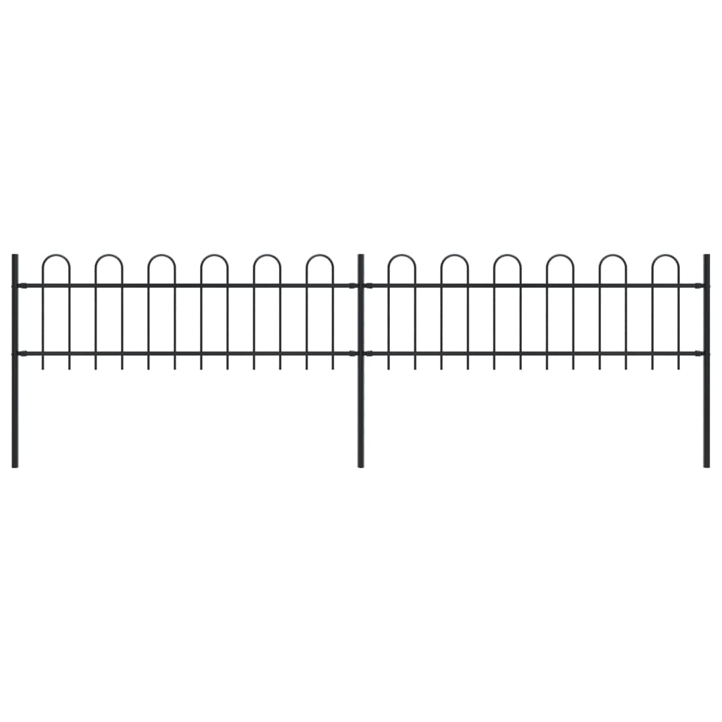vidaXL Záhradný plot s oblúkovým zakončením, oceľ 3,4x0,6 m, čierny