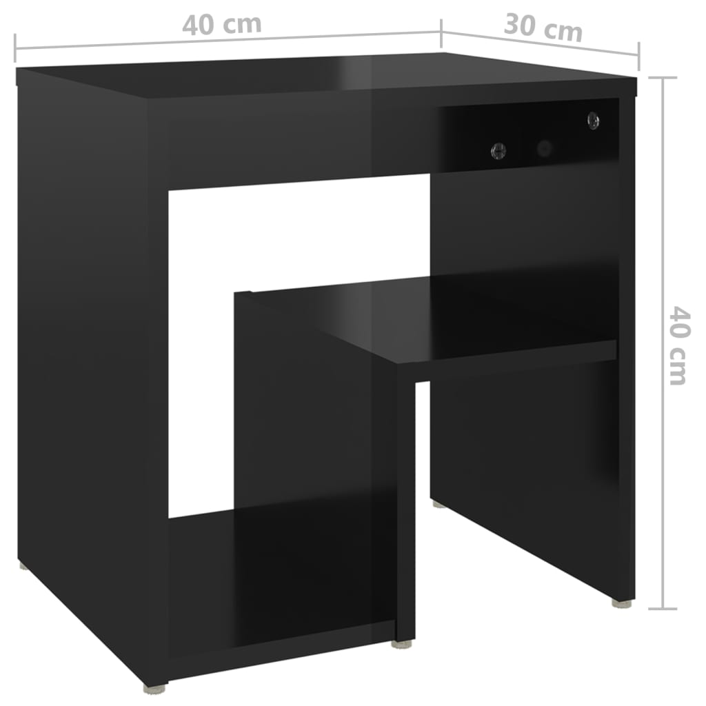 vidaXL Nočný stolík lesklý čierny 40x30x40 cm drevotrieska