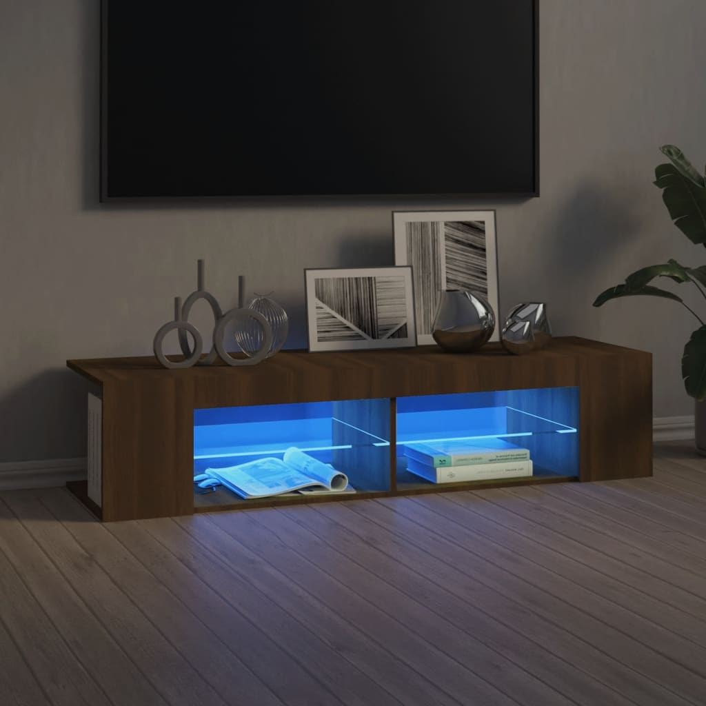 vidaXL TV skrinka s LED, hnedý dub 135x39x30 cm