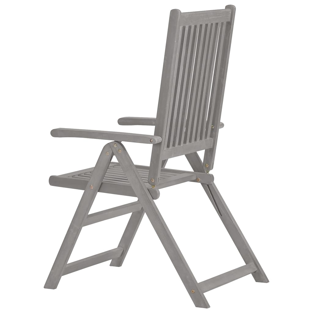 vidaXL Záhradné sklápacie stoličky+podložky 8 ks, sivé, akáciové drevo
