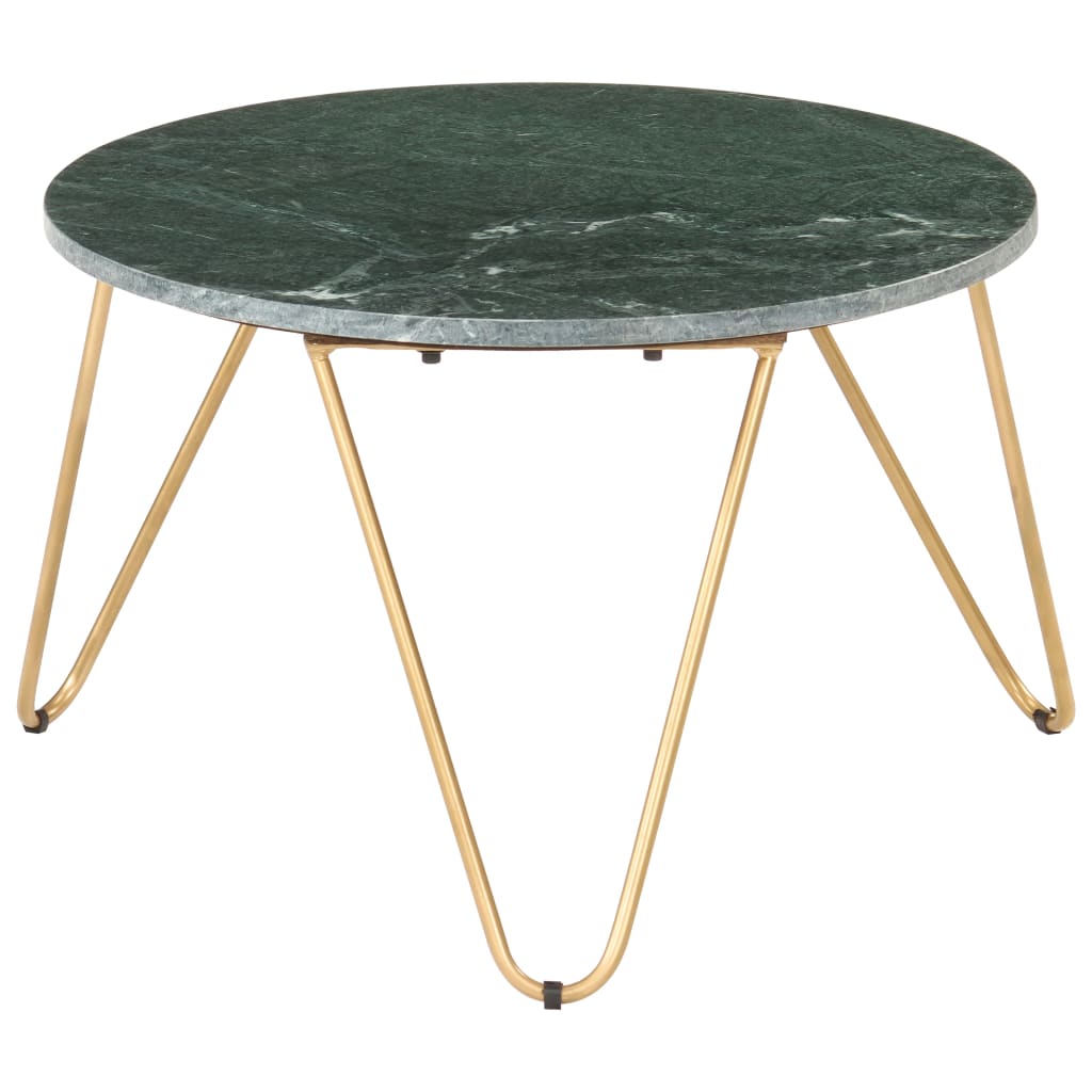 vidaXL Konferenčný stolík zelený 65x65x42 cm pravý kameň s mramorovou textúrou