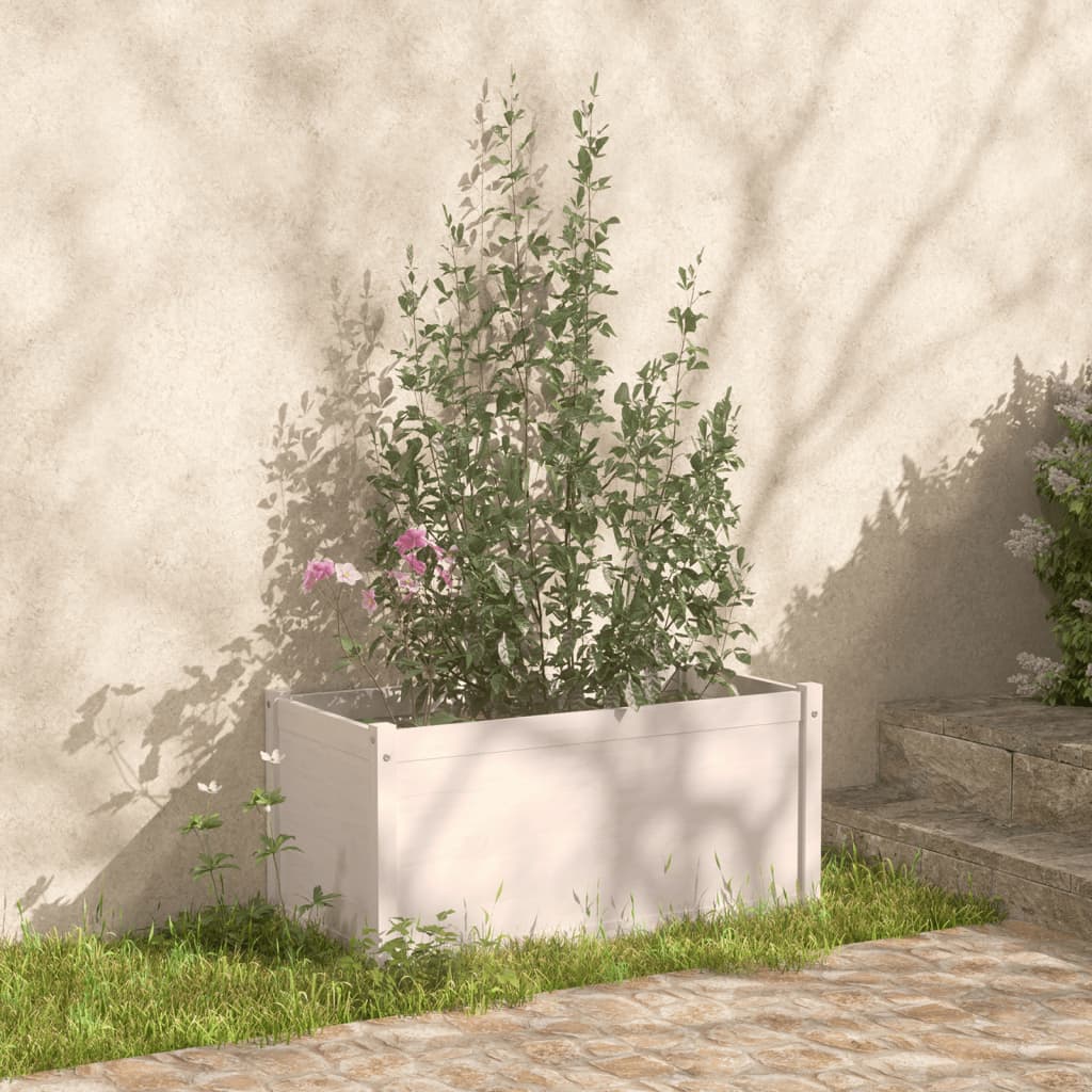 vidaXL Záhradné kvetináče 2 ks biele 100x50x50 cm borovicový masív