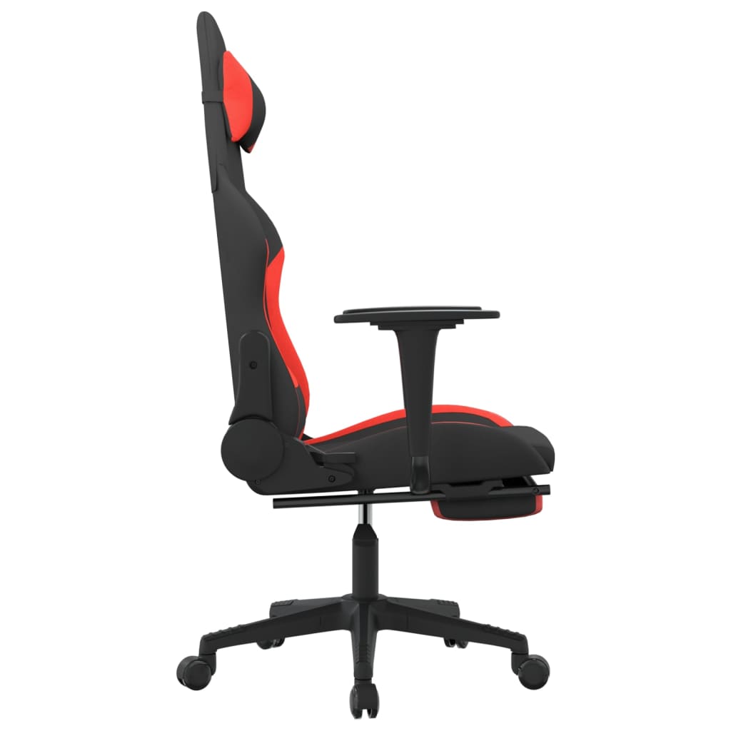 vidaXL Masážna herná stolička s podnožkou, čierna a červená, látka