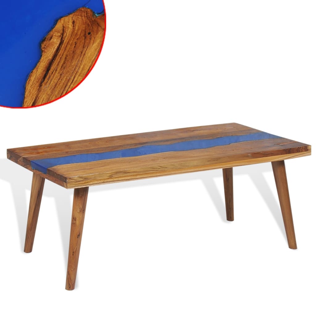vidaXL Konferenčný stolík z teakového dreva a živice, 100x50x40 cm