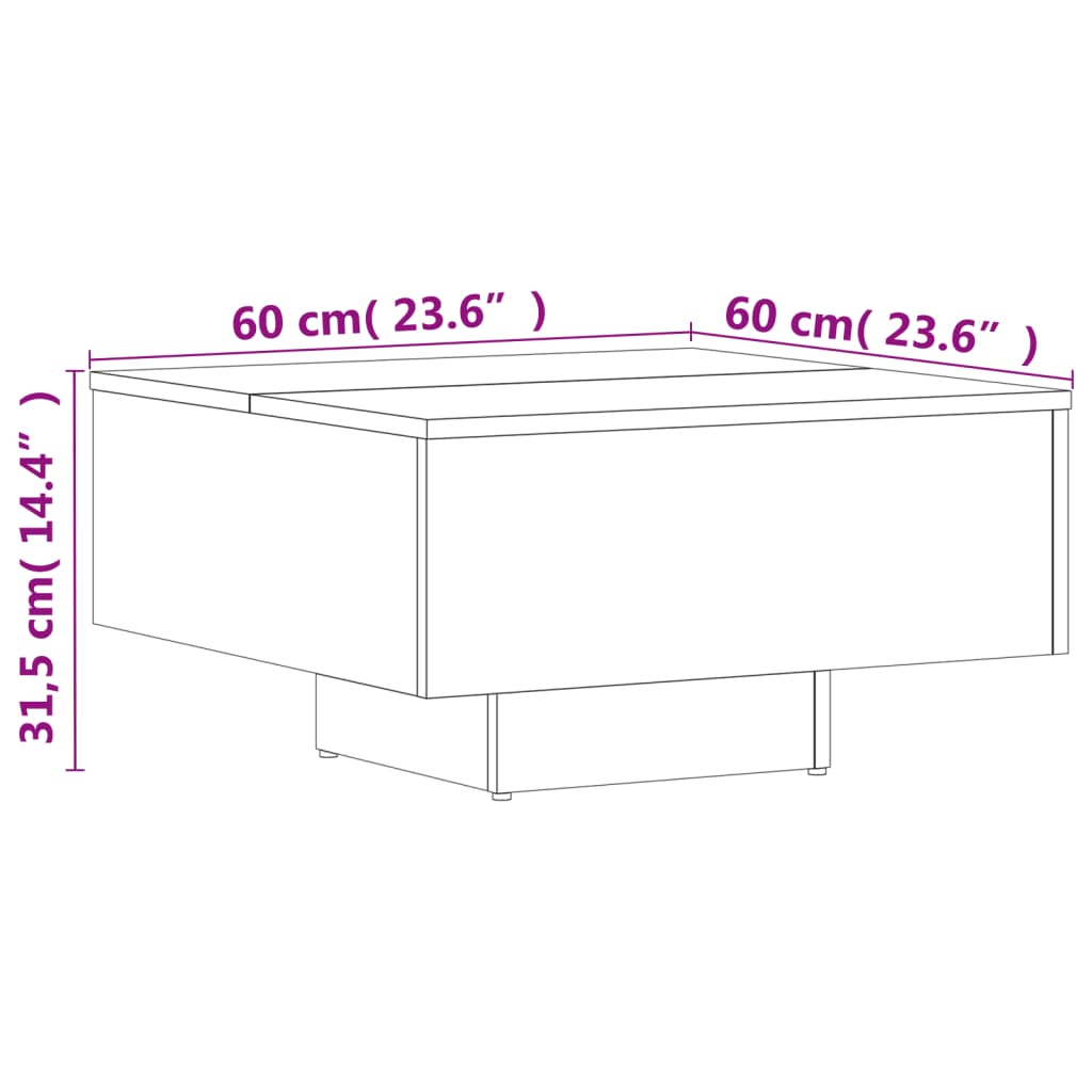 vidaXL Konferenčný stolík biely 60x60x31,5 cm drevotrieska