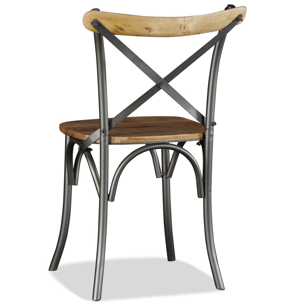 vidaXL Jedálenské stoličky, 4 ks, mangovníkové drevo a oceľový kríž na opierke