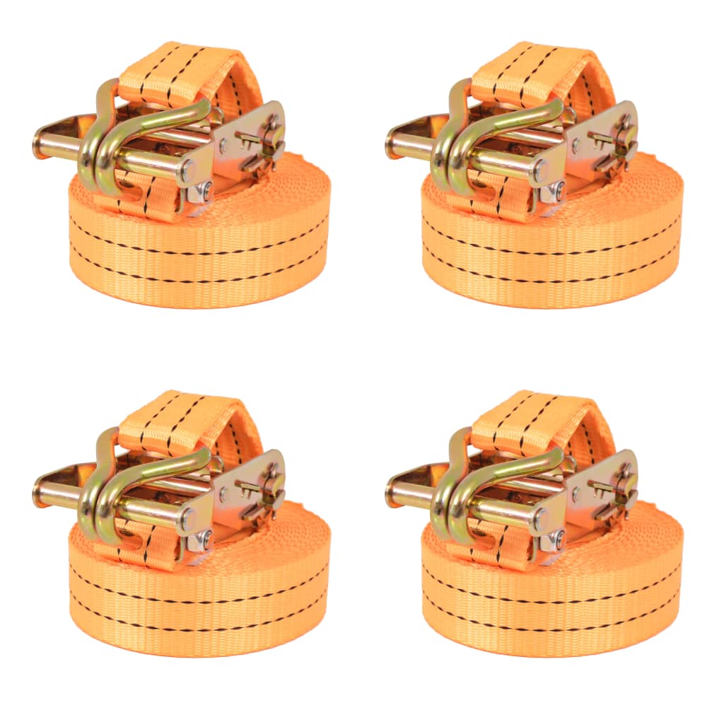 vidaXL Upínacie popruhy s račňou 4 ks, 1 tona, 6mx38mm, oranžové