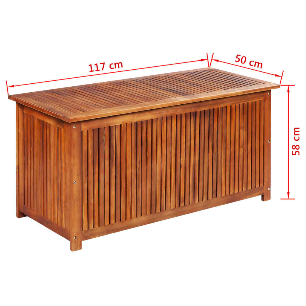 vidaXL Záhradný úložný box 117x50x58 cm masívne akáciové drevo