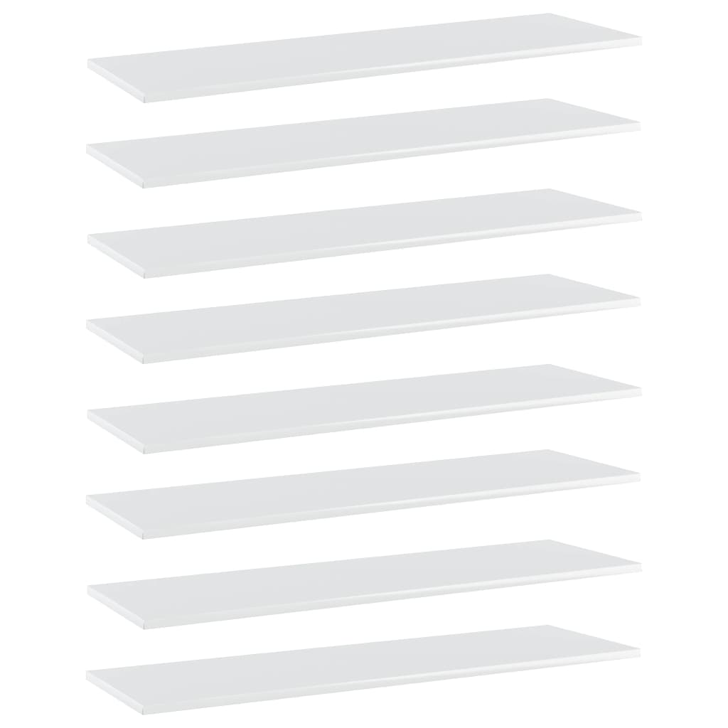 vidaXL Prídavné police 8 ks, lesklé biele 100x30x1,5 cm, drevotrieska