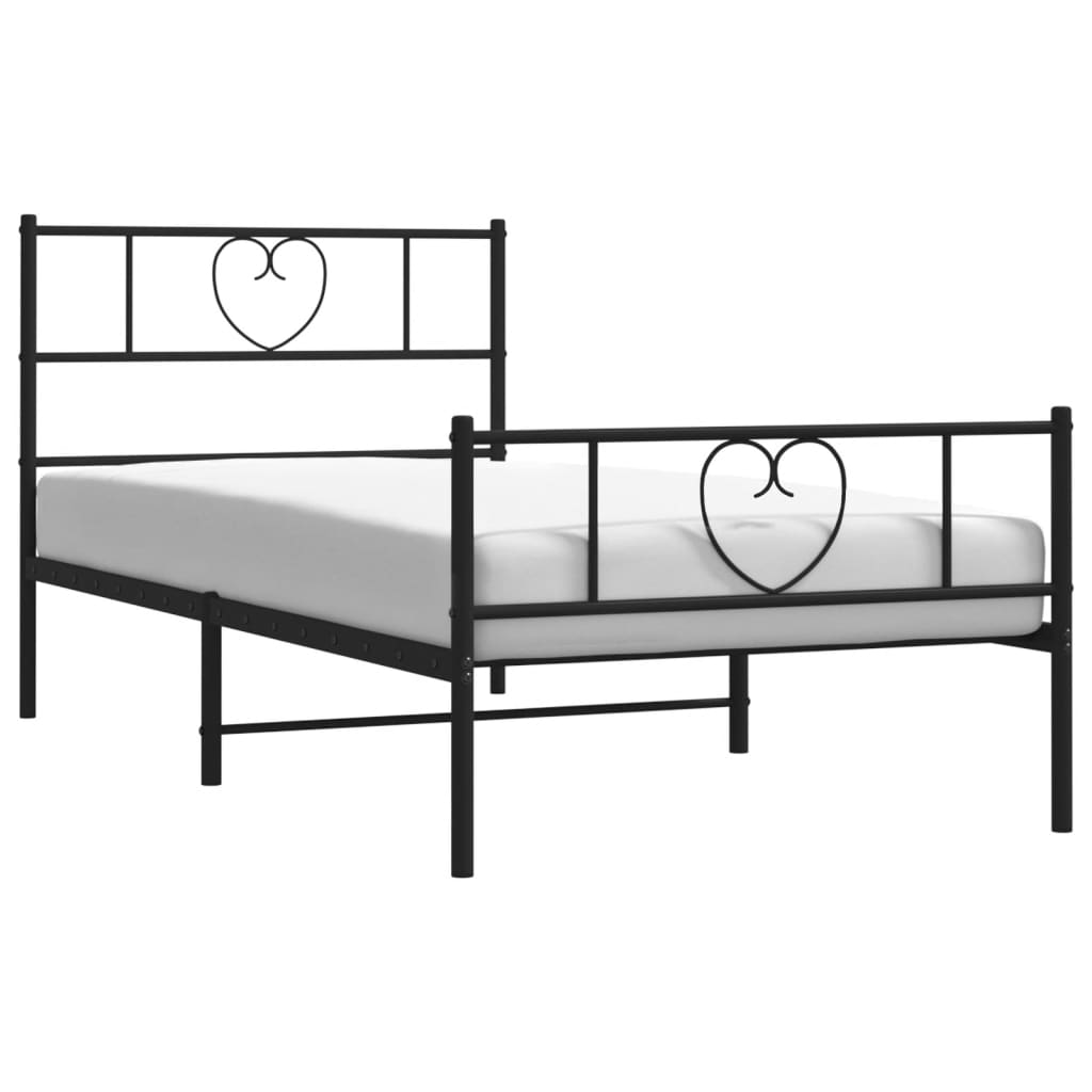 vidaXL Kovový rám postele s čelom a podnožkou čierny 75x190 cm
