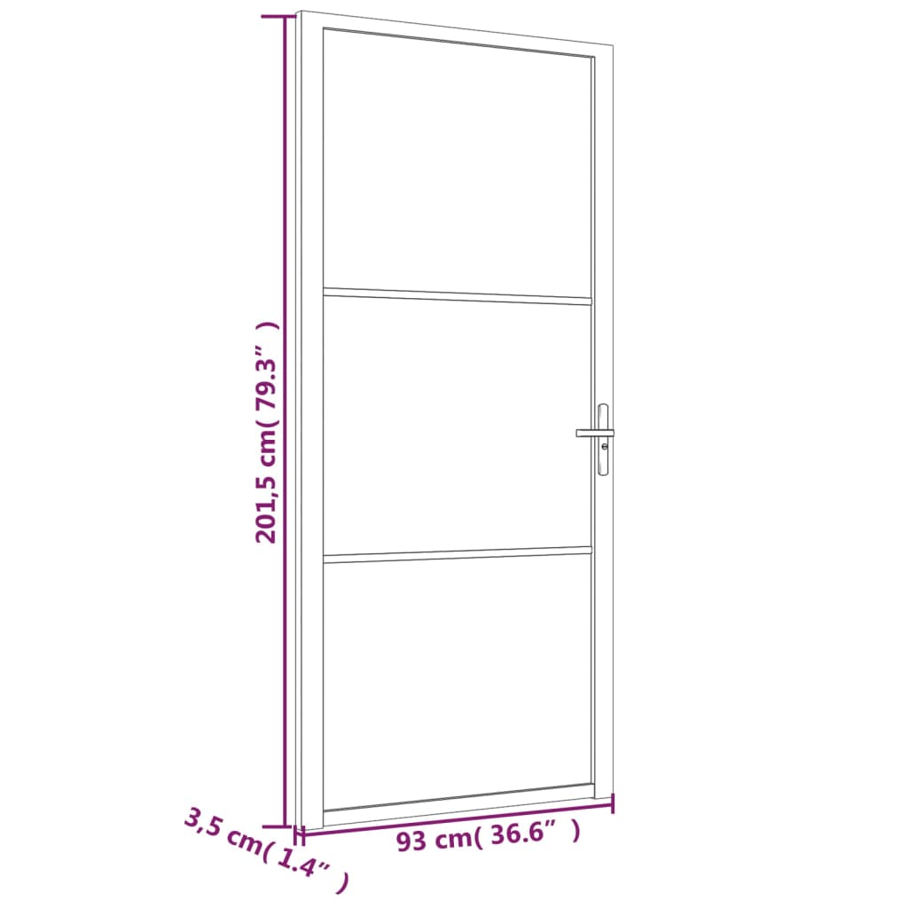 vidaXL Vnútorné dvere 93x201,5 cm čierne ESG sklo a hliník