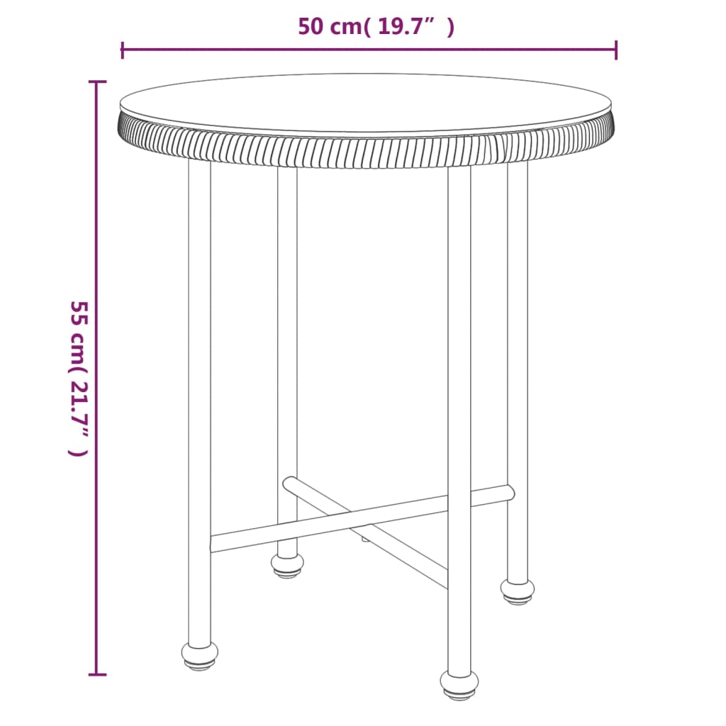vidaXL Jedálenský stôl Ø50 cm tvrdené sklo a oceľ