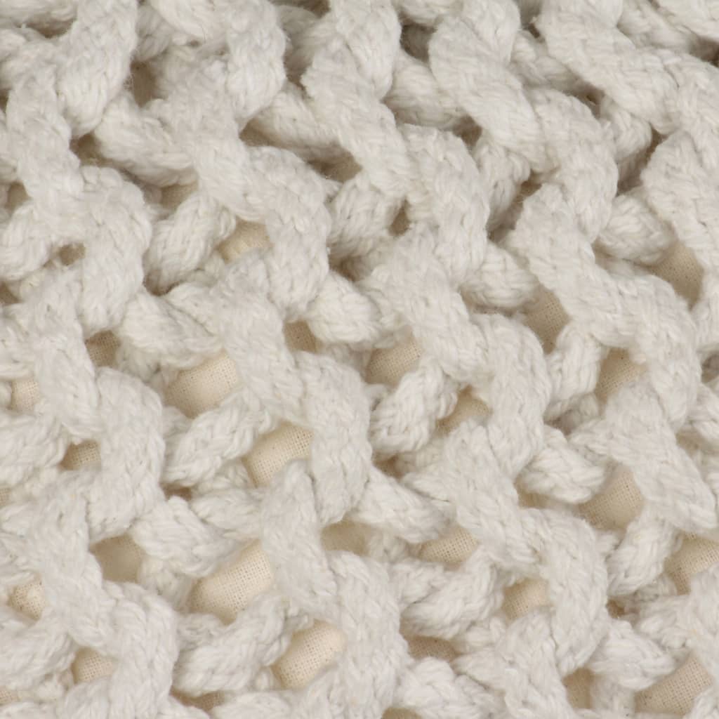 vidaXL Ručne pletená bavlnená taburetka, 50x35 cm, biela