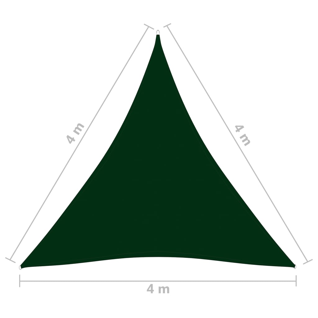 vidaXL Tieniaca plachta, oxford, trojuholníková 4x4x4 m tmavozelená