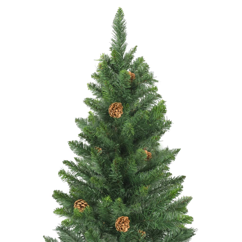 vidaXL Osvetlený umelý vianočný stromček so šiškami, zelený 180 cm