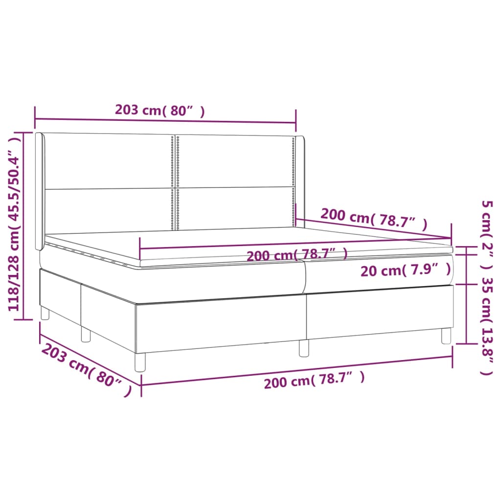 vidaXL Posteľný rám boxsping s matracom tmavomodrý 200x200 cm zamat
