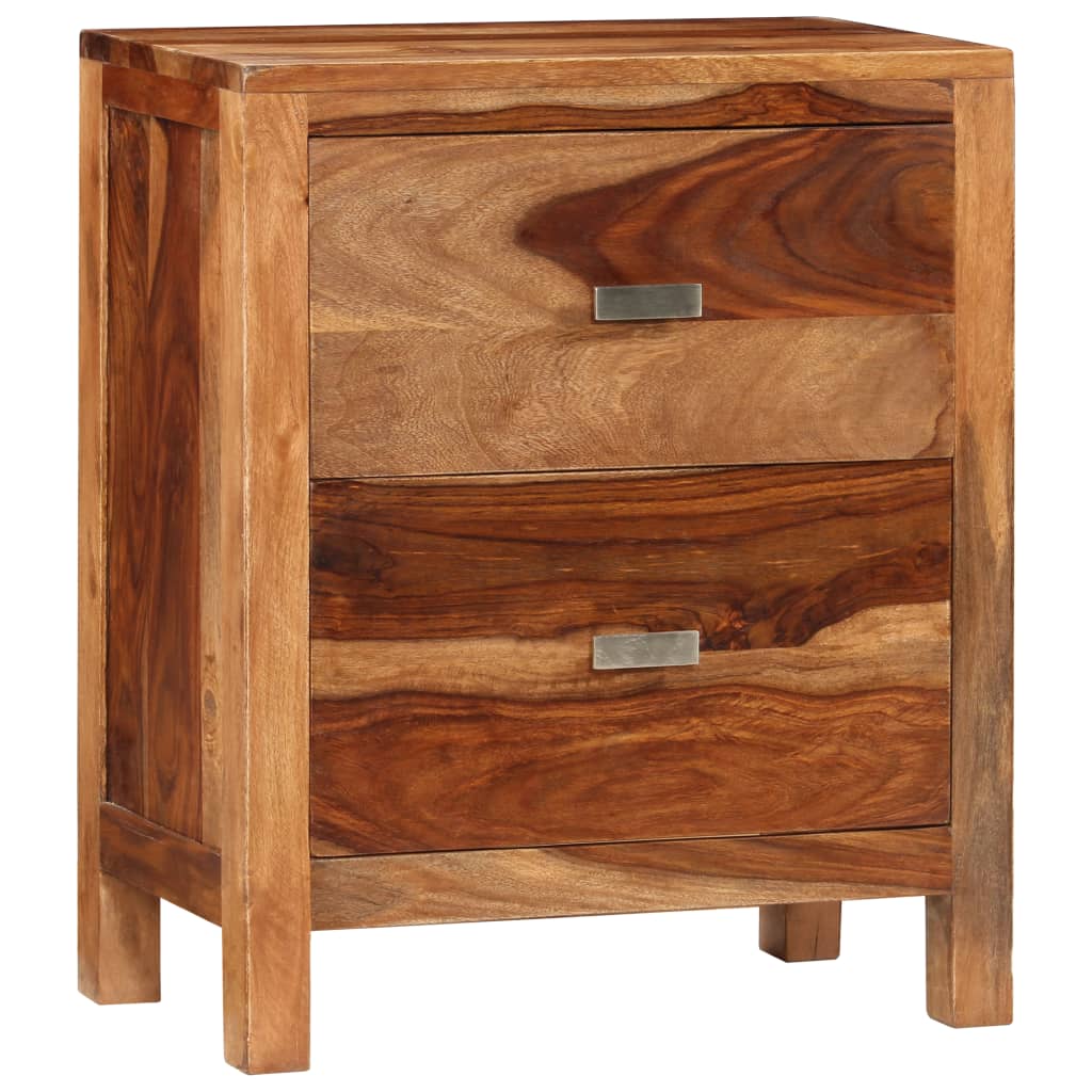 vidaXL Nočný stolík s 2 zásuvkami, drevený masív sheesham