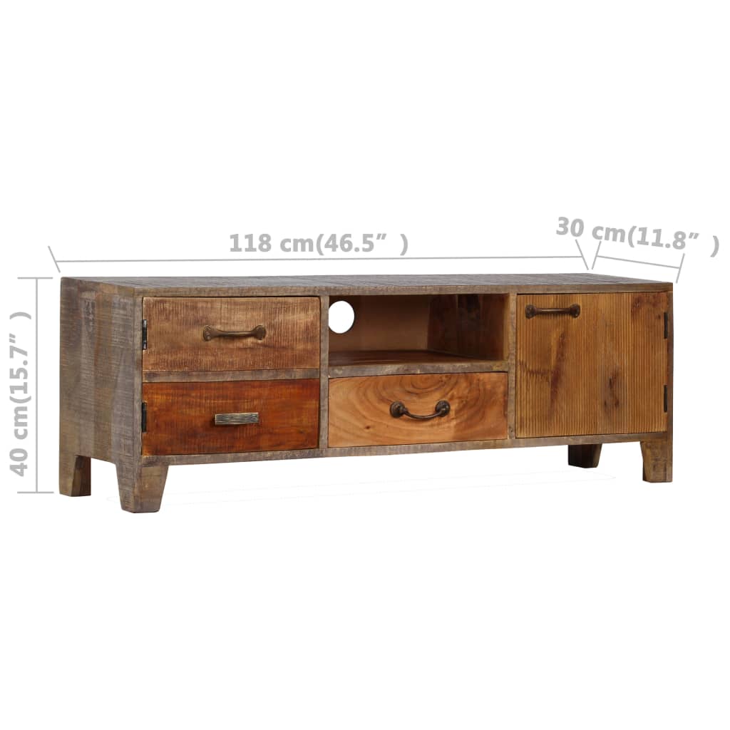 vidaXL TV stolík, masívne drevo vintage štýl 118x30x40 cm