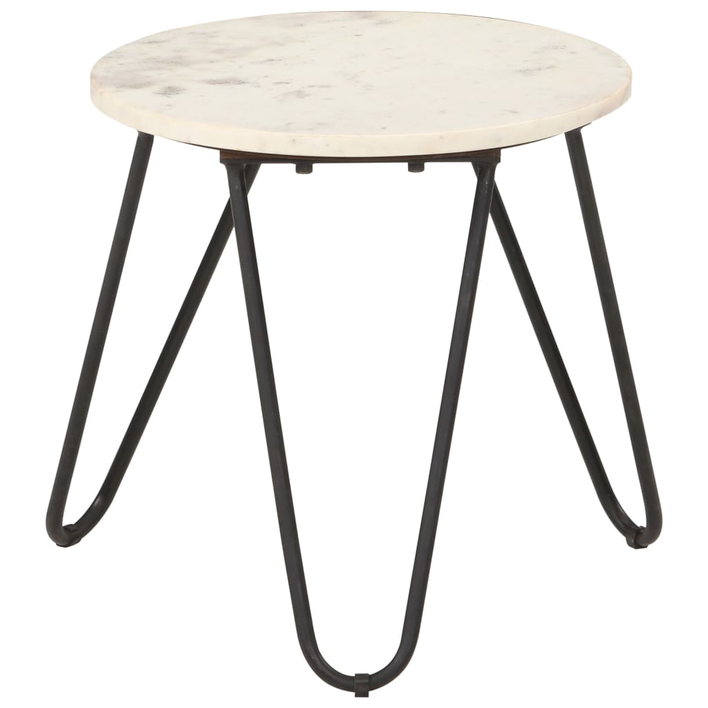 vidaXL Konferenčný stolík biely 40x40x40 cm pravý kameň s mramorovou textúrou