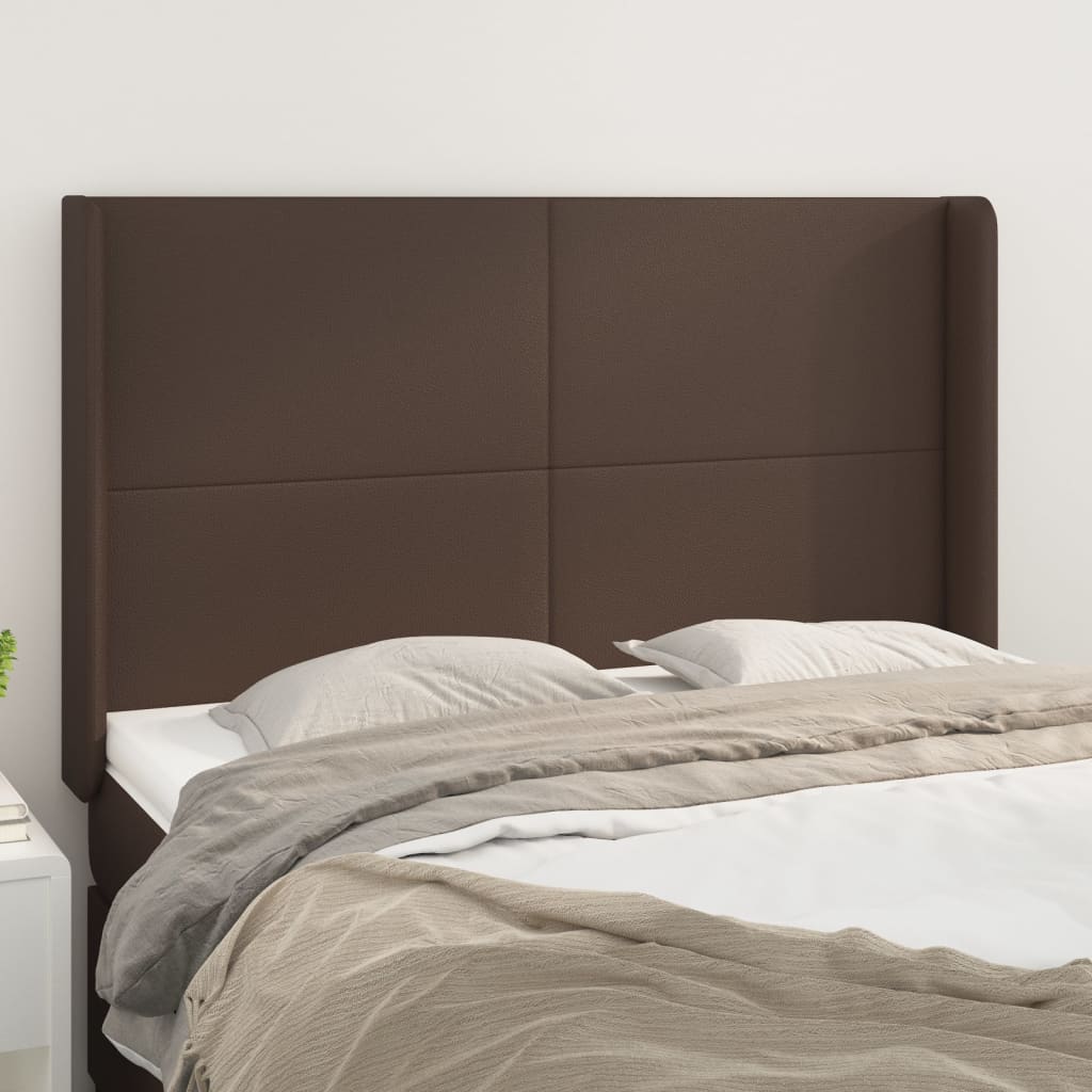 vidaXL Čelo postele so záhybmi hnedé 147x16x118/128cm umelá koža