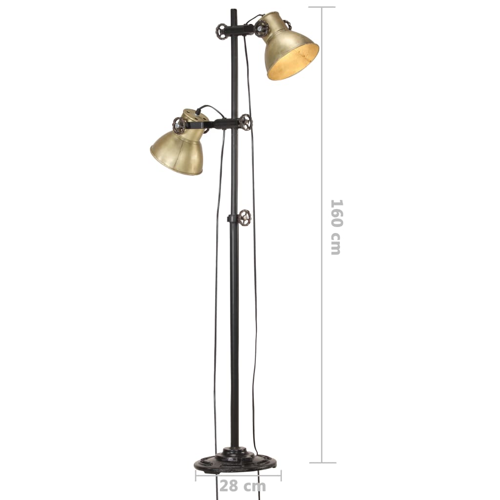 vidaXL Stojanová lampa s 2 podstavcami mosadzná E27 liatina železa