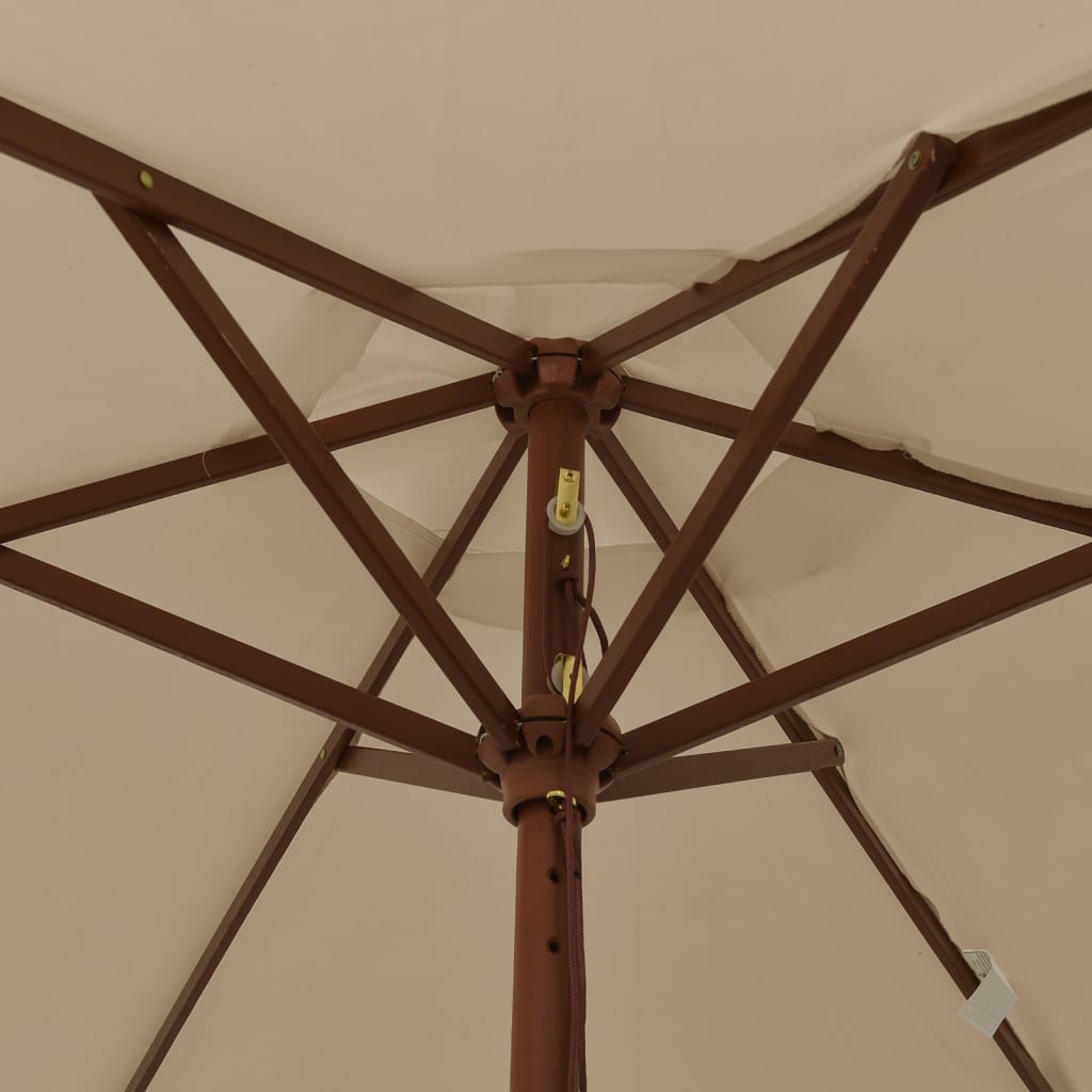 vidaXL Záhradný slnečník s drevenou tyčou sivohnedý 196x231 cm