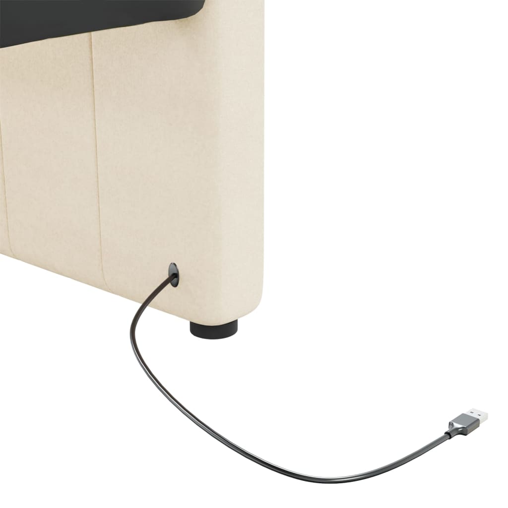 vidaXL Pohovka s USB krémová látková 90x200 cm