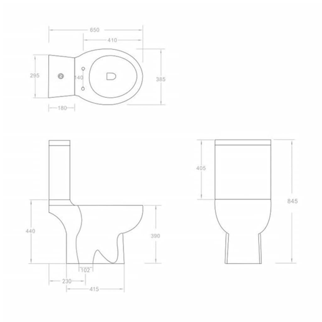 vidaXL Keramická toaleta/WC do kúpeľne, okrúhla, spodný odtok, čierna