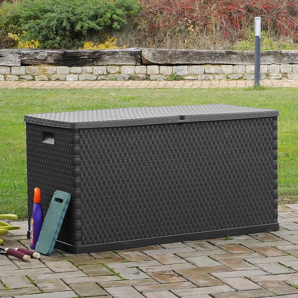 vidaXL Záhradný úložný box, antracitový 120x56x63 cm, PP ratan