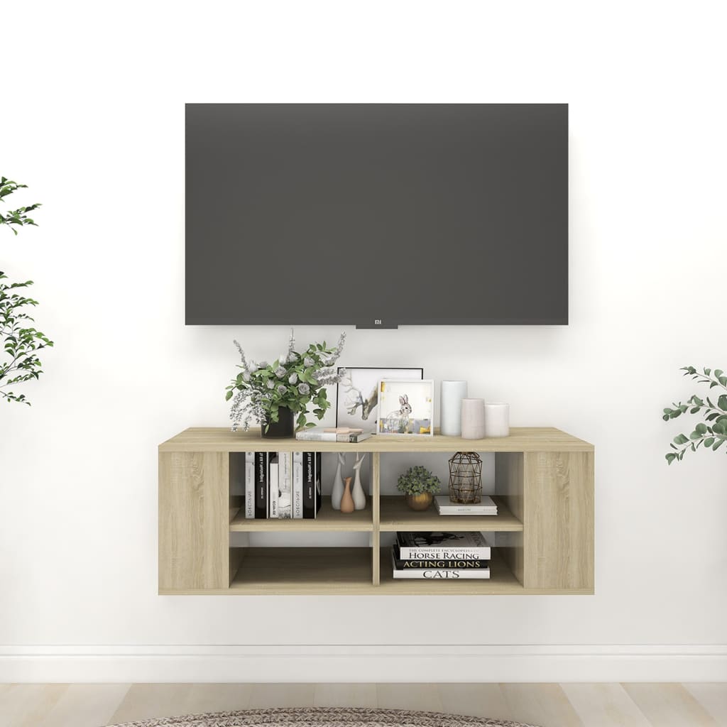 vidaXL Nástenná TV skrinka, dub sonoma 102x35x35 cm, kompozitné drevo