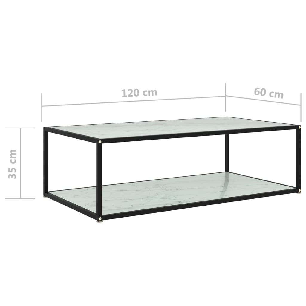 vidaXL Konferenčný stolík, biely 120x60x35 cm, tvrdené sklo