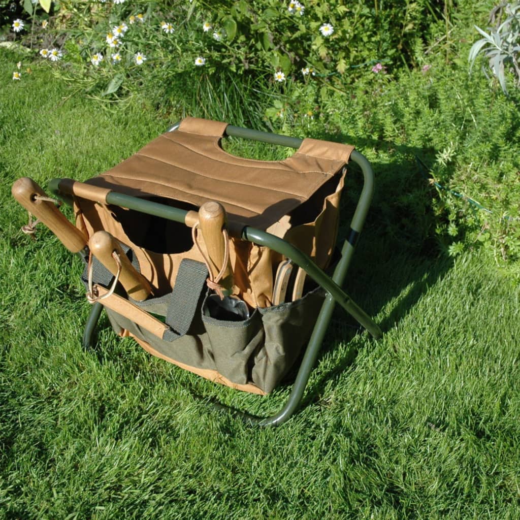 Esschert Design Záhradná stolička s taškou na náradie GT01