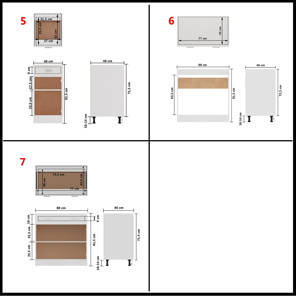 vidaXL 7-dielna sada kuchynských skriniek biela drevotrieska