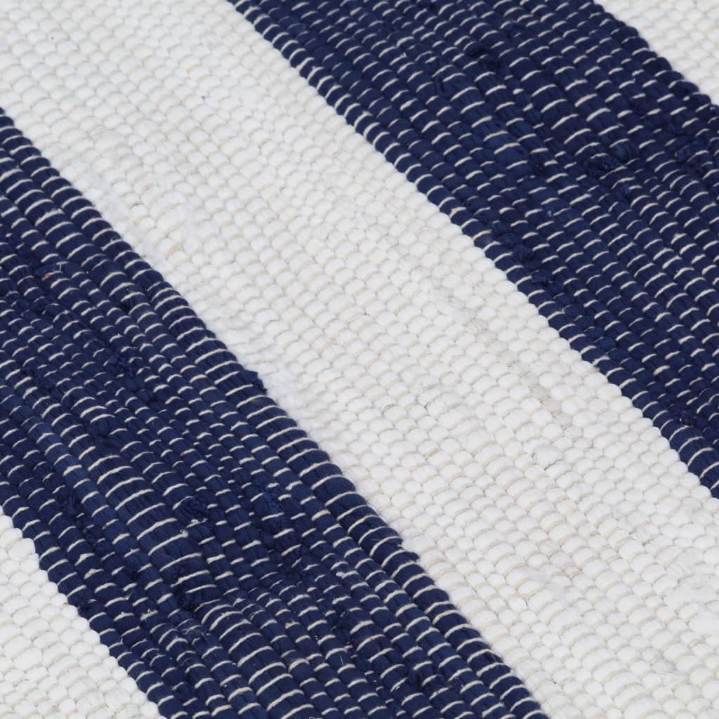vidaXL Ručne tkaný koberec Chindi modro-biely 160x230 cm bavlnený