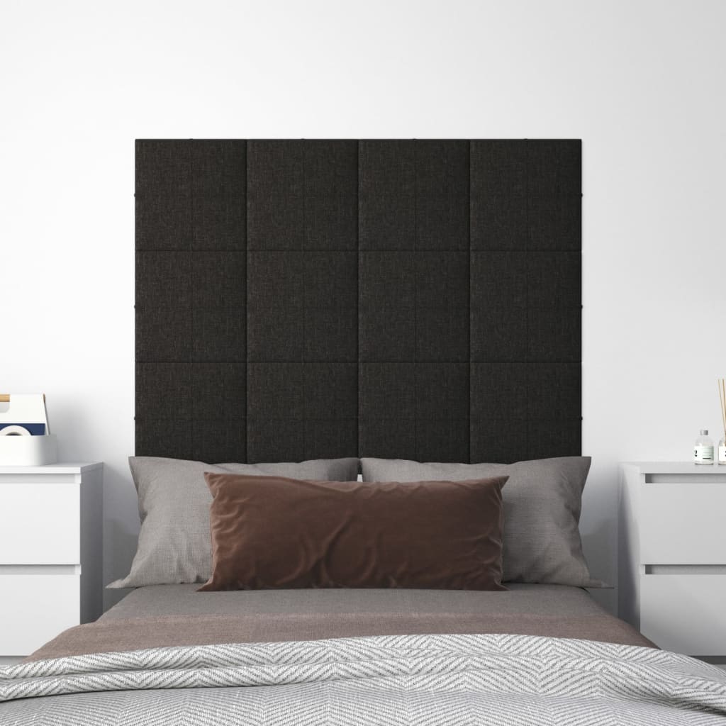 vidaXL Nástenné panely 12 ks čierne 30x30 cm látkové 1,08 m²