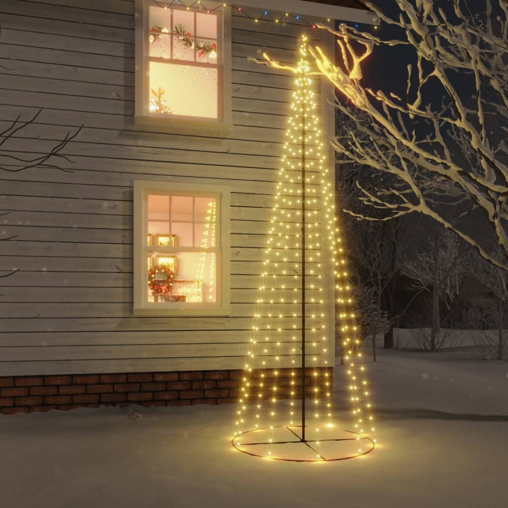 vidaXL Vianočný stromček kužeľ teplé biele svetlo 732 LED 160x500 cm