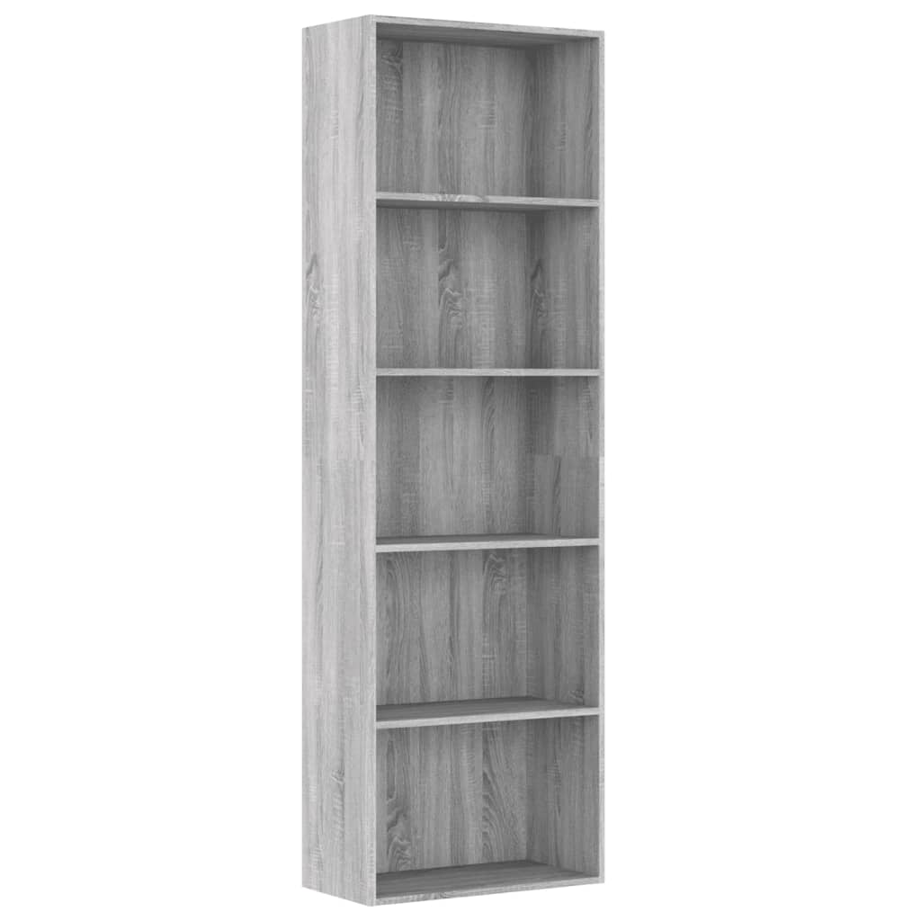vidaXL 5-poschodová knižnica sivá sonoma 60x30x189 cm spracované drevo