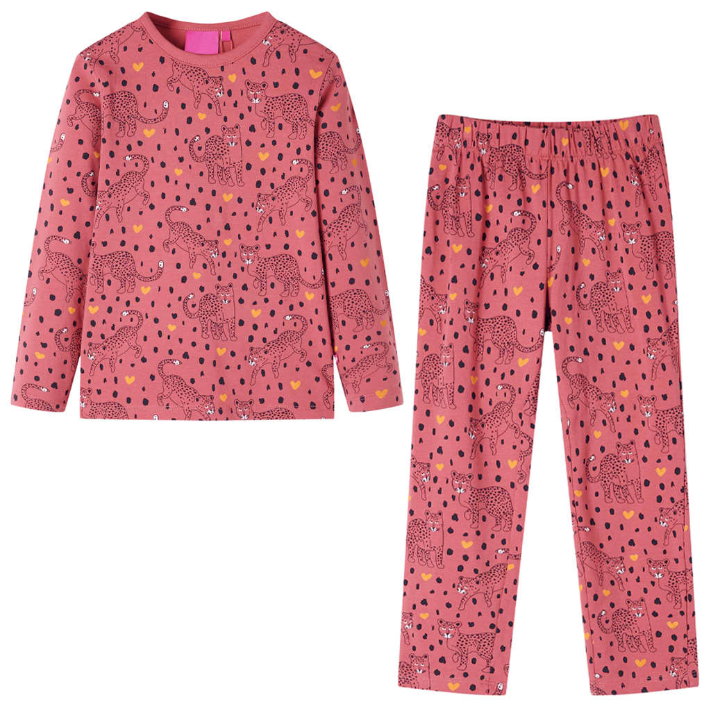 Detské pyžamo s dlhými rukávmi tmavoružové 128