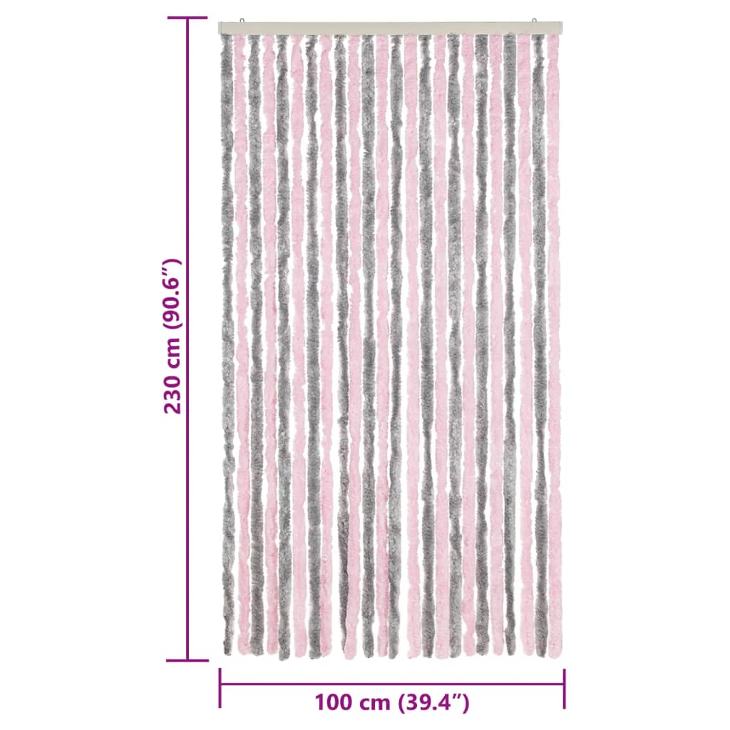 vidaXL Záves proti hmyzu strieborno-sivý a ružový 100x230 cm ženilka