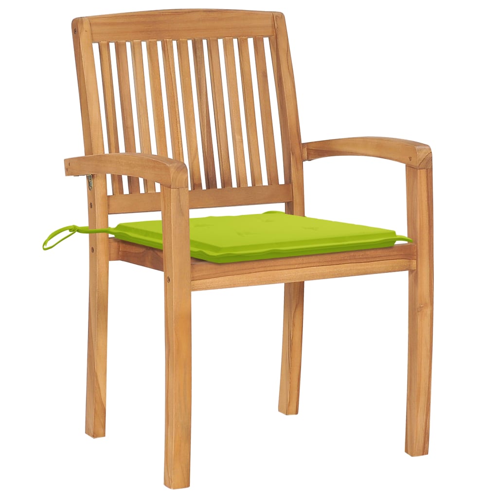vidaXL Záhradné stoličky 2 ks s bledozelenými podložkami tíkový masív