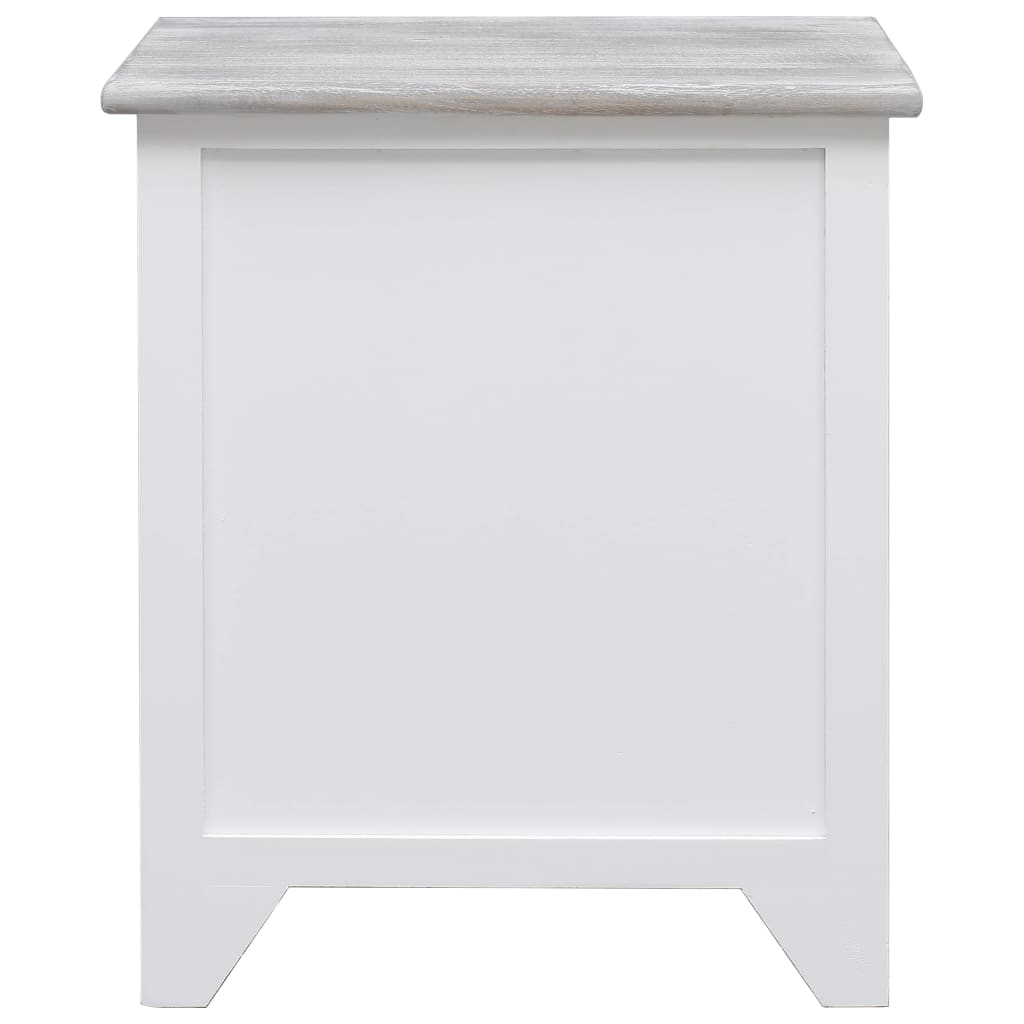vidaXL Nočný stolík, biely 38x28x45 cm, drevo paulovnie