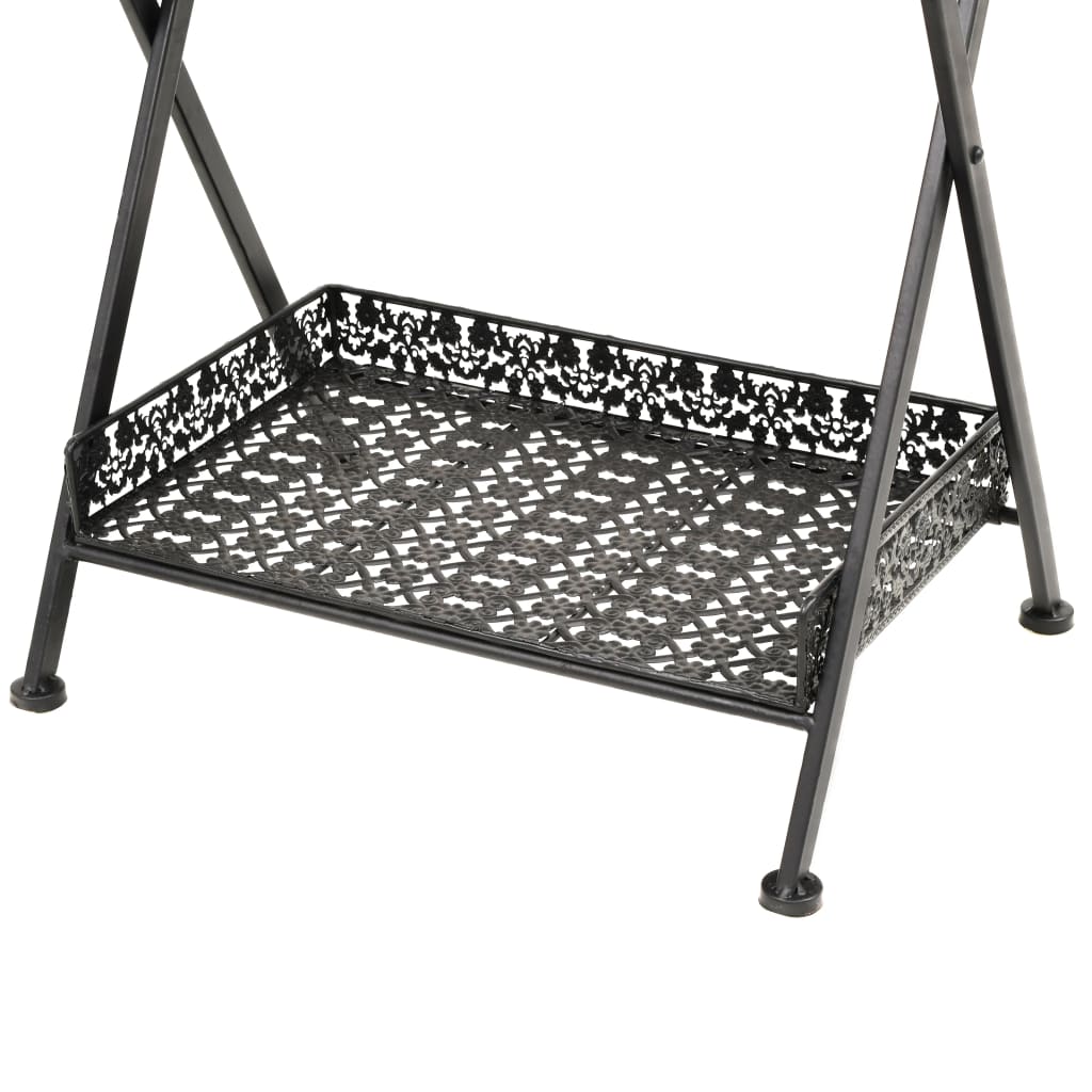 vidaXL Skladací čajový stolík čierny 58x35x72 cm kovový vintage štýl