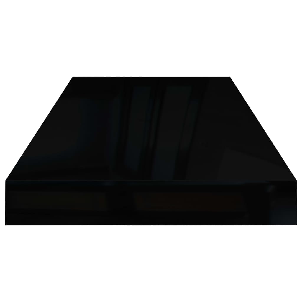 vidaXL Plávajúce nástenné police 2ks, lesklé čierne 60x23,5x3,8cm, MDF
